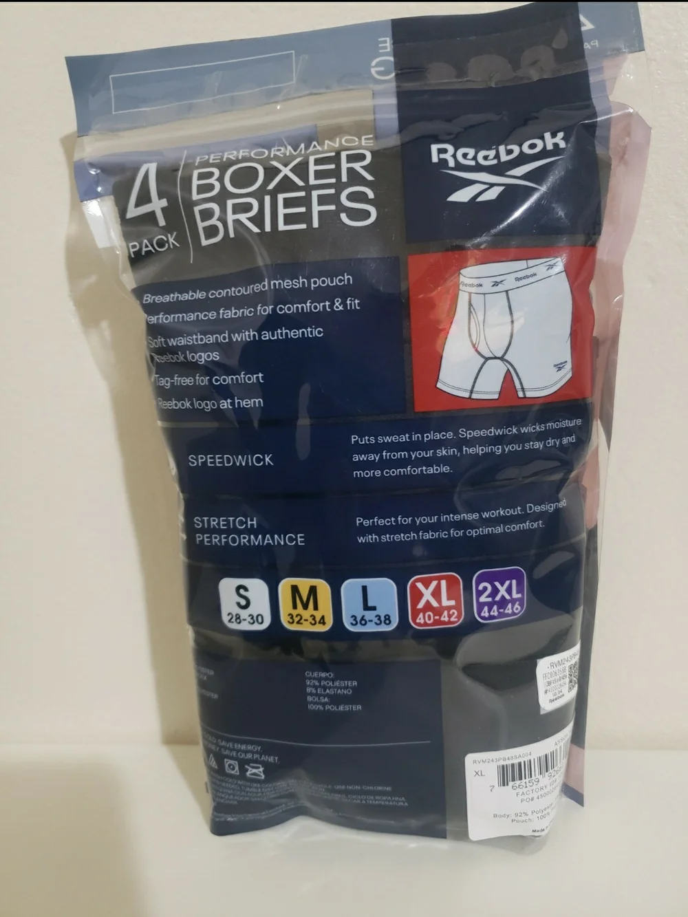 Reebok Men's Performance Boxer Briefs - Black (4 Pack)